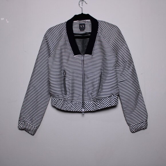 Armani Exchange Black & White Striped Bomber XS - Picture 11 of 16